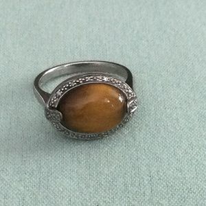 Sterling, CZ and Tiger Eye Ring